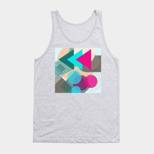 Modern Geometric Pattern Vibrant Aqua Hot Pink Retro Style Tank Top